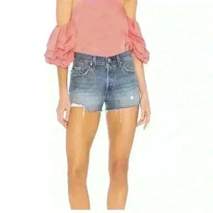 NWT LEVI'S‎ Button Fly 501 Shorts High Rise Distressed Straight Leg 31